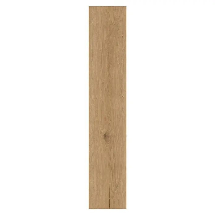 Parador Vinylboden Basic 5.3 - Eiche Cambridge natur, Landhausdiele, 1.209 x 225 x 5,3 mm - Nahaufnahme einer einzelnen Diele Eichenparkett mit auffälliger Maserung. Das Holz strahlt Wärme und Natürlichkeit für jeden Raum aus.