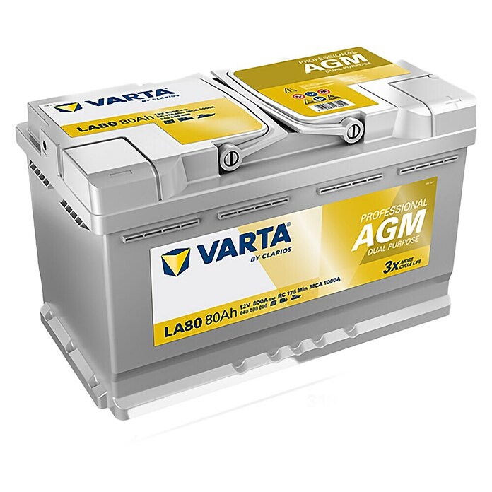 Varta Bootsbatterie Professional AMG LA80 (Kapazität: 80 Ah, 12 V) | BAUHAUS