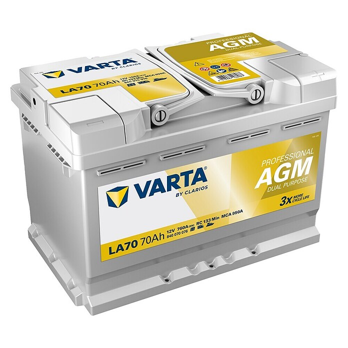 Varta Bootsbatterie Professional AGM LA70 (Kapazität: 70 Ah, 12 V) | BAUHAUS