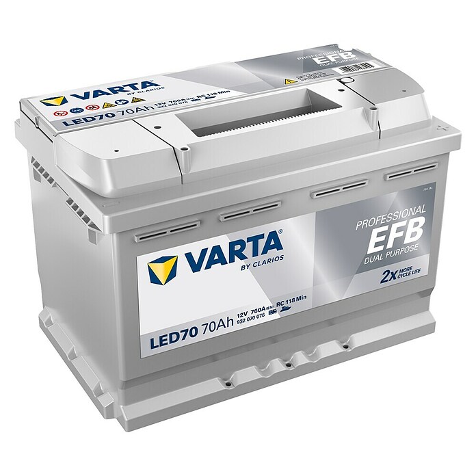 Varta Bootsbatterie Professional EFB LED70 (Kapazität: 70 Ah, 12 V) | BAUHAUS