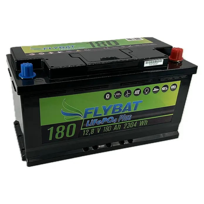 Traktionsbatterie FLYBAT LiFePO4 - 180 Ah, 12,8 V - Ein FLYBAT LiFePO4 Plus Akku, 12.8V, 180Ah, 2304Wh, ideal für Solaranlagen, Windkraftanlagen, Boote, Wohnwagen und mehr.