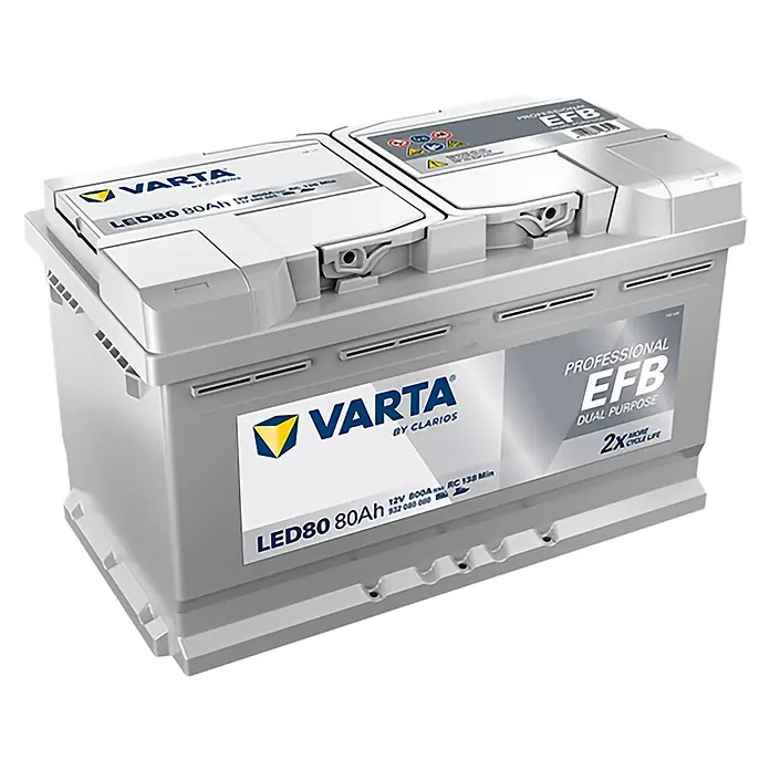 Varta Bootsbatterie Professional EFB LED80 - Kapazität: 80 Ah, 12 V - VARTA Professional EFB Dual Purpose Autobatterie LED80 80Ah, ideal für moderne Fahrzeuge mit hohem Energiebedarf. Zuverlässige Leistung garantiert.