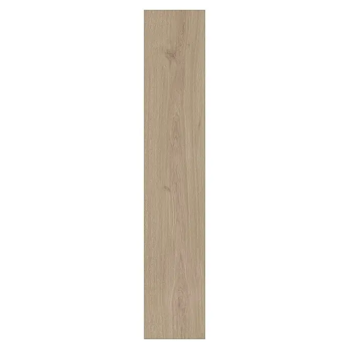 Parador Vinylboden Basic 5.3 - Eiche Regent grau, Landhausdiele, 1.209 x 225 x 5,3 mm - Detailaufnahme einer hellen Holzfliese mit einer ausgeprägten Maserung und natürlichen Farbvariationen, ideal für moderne Innenräume.