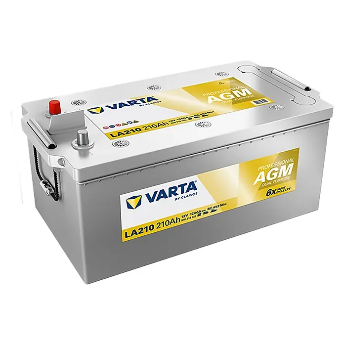 Varta Bootsbatterie Professional AMG LA210 - Kapazität: 210 Ah, 12 V - Silberne VARTA LA210 210Ah AGM Dual Purpose Batterie für professionelle Anwendungen mit hoher Leistung und langer Lebensdauer.