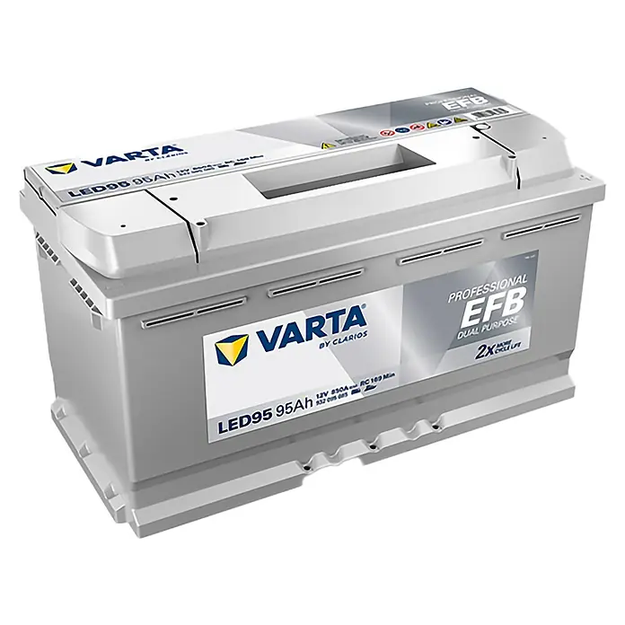 Varta Bootsbatterie Professional EFB LED240 - Kapazität: 95 Ah, 12 V - Eine VARTA LED95 95Ah EFB Autobatterie mit Dual-Purpose-Technologie, die eine zuverlässige Stromversorgung und lange Lebensdauer bietet.