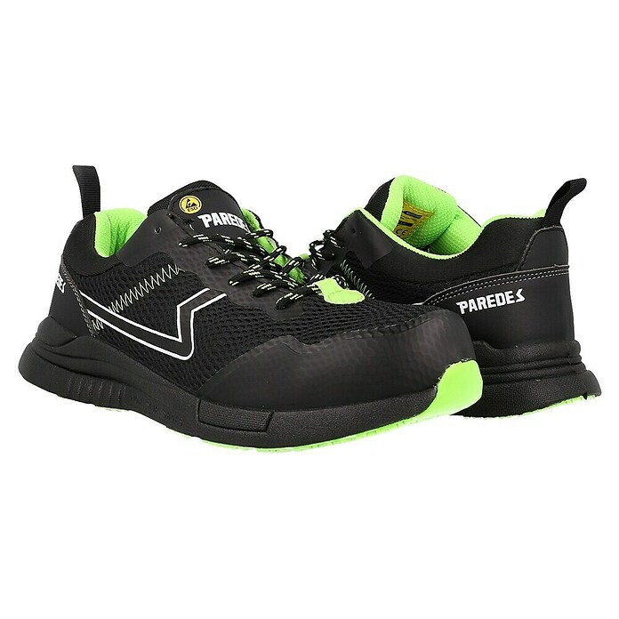 Paredes Zapato bajo de seguridad Galena (47, Clase de protección según EN ISO 20345: S1P, Negro/Verde) | BAUHAUS