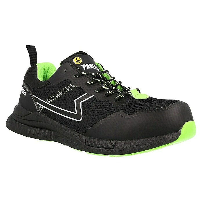 Paredes Zapato bajo de seguridad Galena (47, Clase de protección según EN ISO 20345: S1P, Negro/Verde) | BAUHAUS