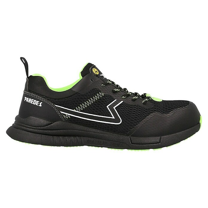 Paredes Zapato bajo de seguridad Galena (47, Clase de protección según EN ISO 20345: S1P, Negro/Verde) | BAUHAUS