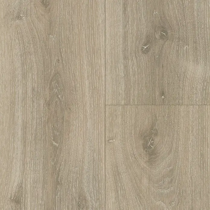 Parador Vinylboden Classic 2030 - Eiche Royal weiß gekälkt Gebürstete Struktur, Landhausdiele, 1.207 x 216 x 9,6 mm - Nahaufnahme von hellem Laminatboden mit Holzmaserung, der ein natürliches und warmes Ambiente erzeugt. Ideal für moderne Wohnräume.