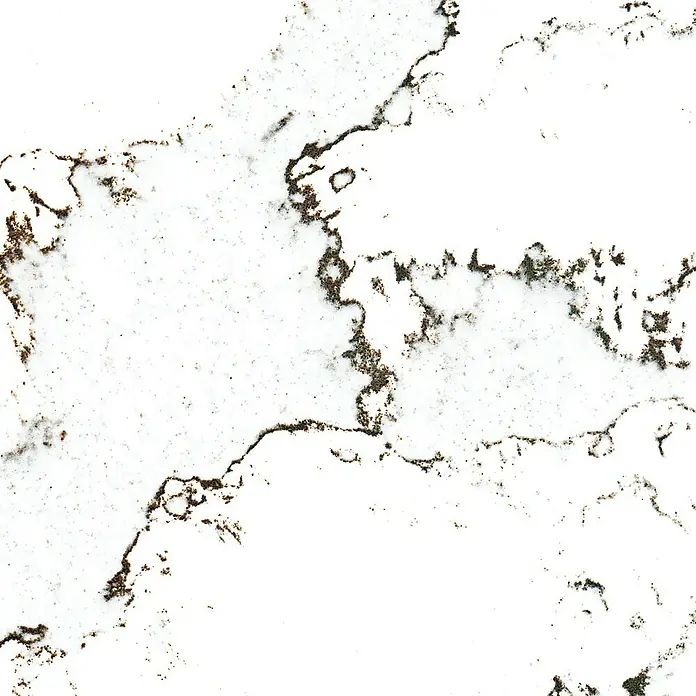 Wetwall Wandpaneel Alloy - 90 x 244 cm, Calacatta Volegno - Detailaufnahme einer weißen Quarzoberfläche mit feinen, dunklen Maserungen, die eine elegante und natürliche Optik erzeugen.