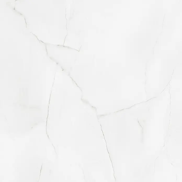 Wetwall Wandpaneel Elite - 16 x 242 cm, Athena Marble, Abgerundete Kante - Detailaufnahme einer weißen Marmorfliese mit grauen Maserungen, ideal für moderne und elegante Raumgestaltungen.