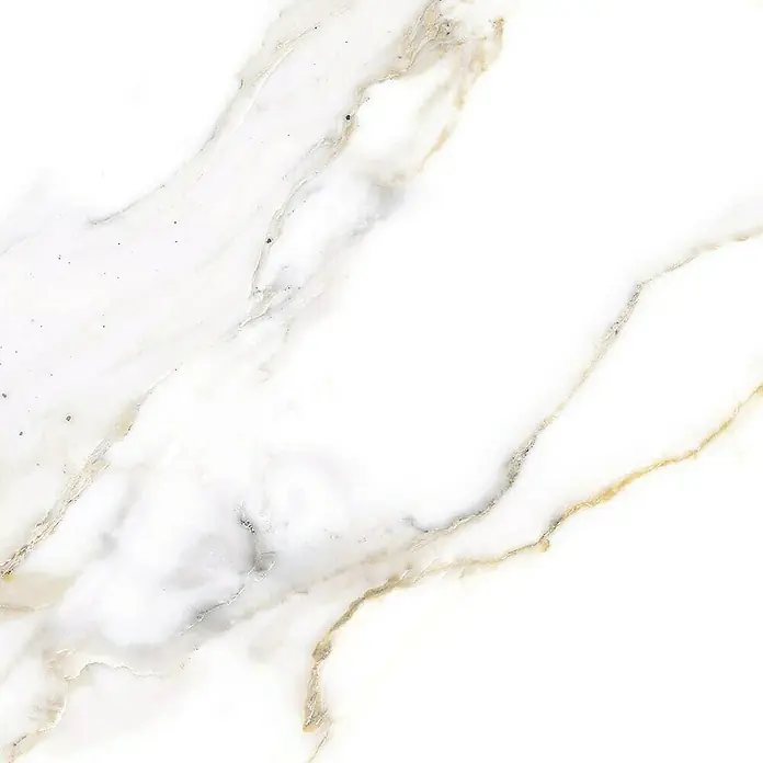 Wetwall Wandpaneel Elite - 16 x 242 cm, Bianco Carrara, Abgerundete Kante - Elegante weiße Marmorfliese mit zarten goldenen Adern. Perfekt für luxuriöse Innenräume und zeitlose Designs.