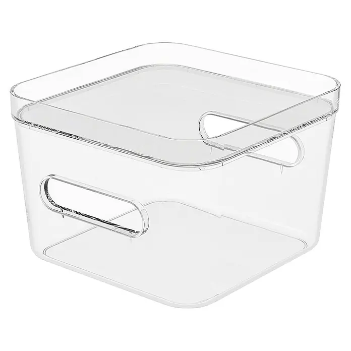 SmartStore Vorratsdose Compact - L x B x H: 20 x 20 x 12 cm, Kunststoff, Transparent - Klares Aufbewahrungsbehältnis mit Griffen. Das transparente Behältnis eignet sich ideal für eine ordentliche und übersichtliche Aufbewahrung.