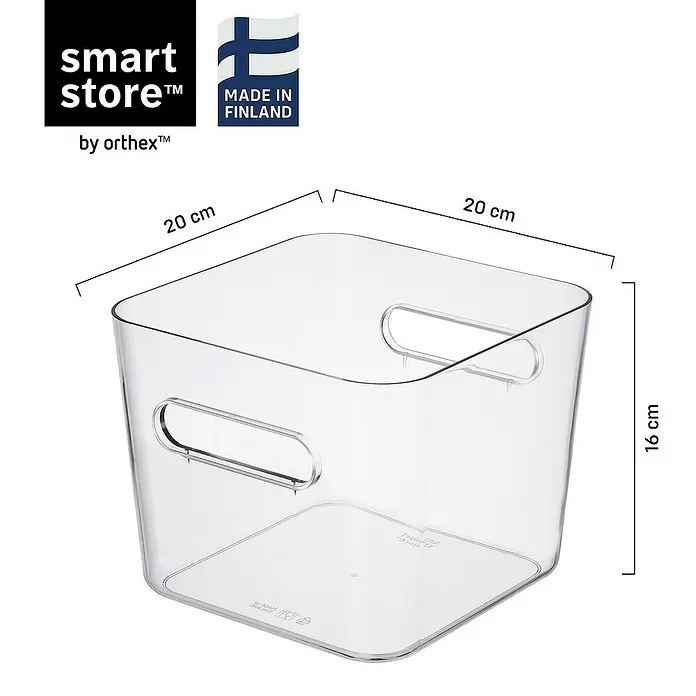 SmartStore Vorratsdose Compact - L x B x H: 20 x 20 x 16 cm, Kunststoff, Transparent - Durchsichtiger SmartStore™ Aufbewahrungskorb von Orthex™ mit den Maßen 20 x 20 x 16 cm, hergestellt in Finnland.