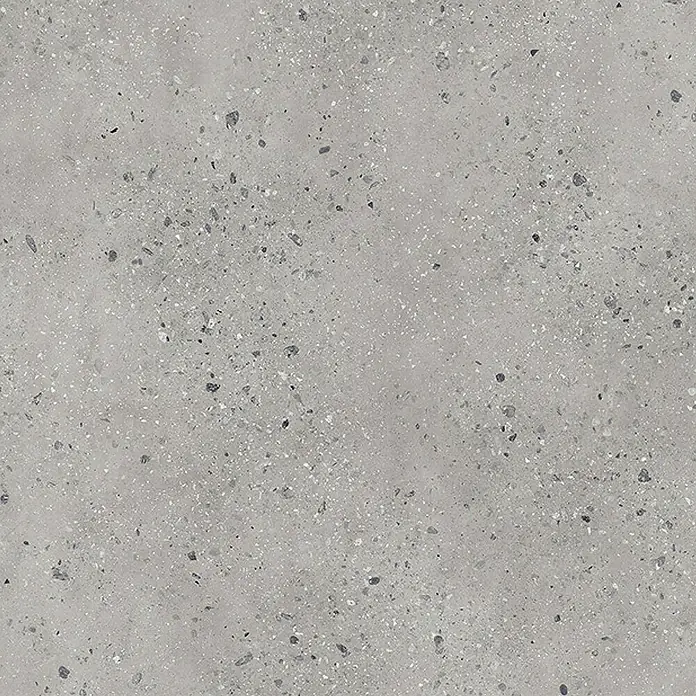 Wetwall Wandpaneel Elite - 16 x 242 cm, Pewter Terrazzo, Abgerundete Kante - Nahaufnahme einer eleganten, grauen Terrazzo-Fliese, die sich perfekt für moderne Boden- und Wandgestaltungen eignet.