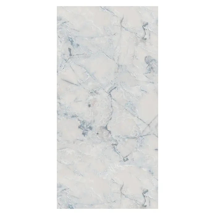 Wetwall Wandpaneel Elite - 16 x 242 cm, Onyx Oro, Abgerundete Kante - Elegante Marmorplatte mit zarten blauen und grauen Adern. Das glatte Finish und das subtile Muster verleihen jedem Raum einen Hauch von Raffinesse.