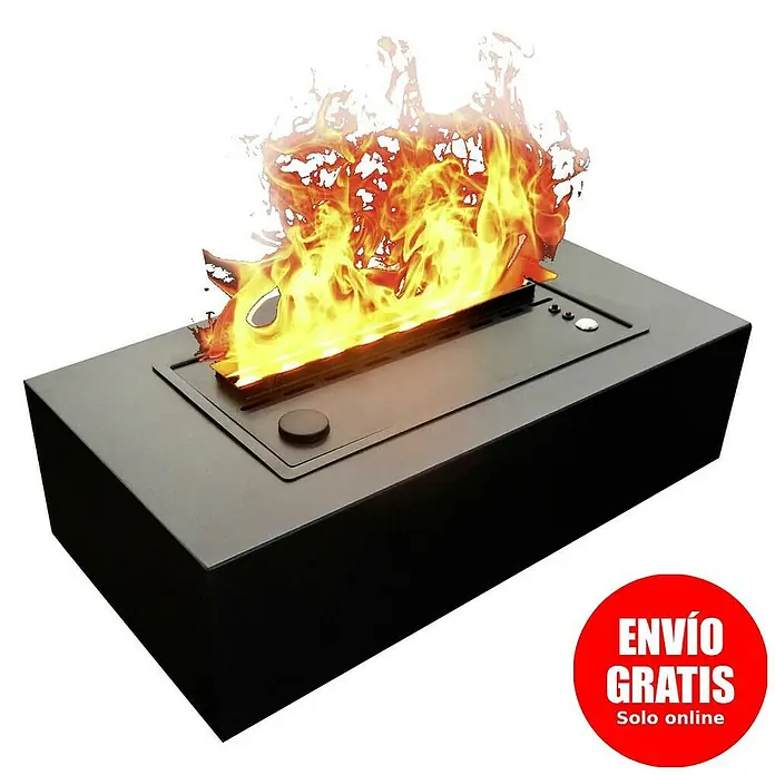 Purline Chimenea eléctrica Firecool B - Negro, 60 W, 18 x 35 x 14,6 cm - Chimenea de mesa con llamas realistas. Perfecta para crear un ambiente acogedor en cualquier habitación con su carcasa negra.