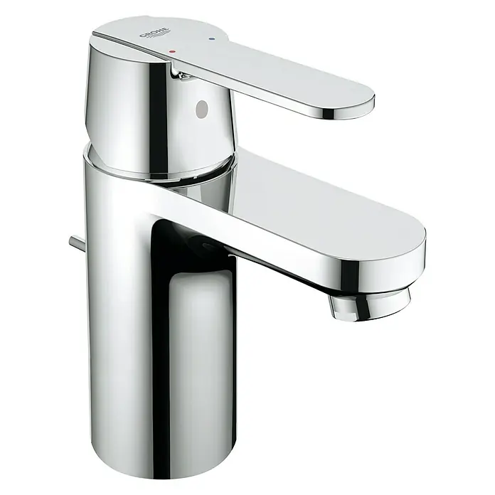 Grohe QuickFix Get Grifo de lavabo - Profundidad del grifo: 90 mm, Cromo, Brillante - Grifo monomando de lavabo cromado brillante de Grohe con una forma elegante y moderna para el baño.