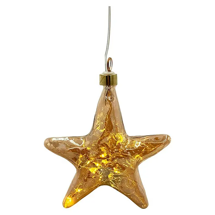 LED-Stern Organic - Durchmesser: 12 cm, Amber, Warmweiß - Funkelnder goldener Stern: Dekoratives Deko-Element mit warmem Licht, ideal für festliche Beleuchtung und als stimmungsvolle Weihnachtsdekoration.