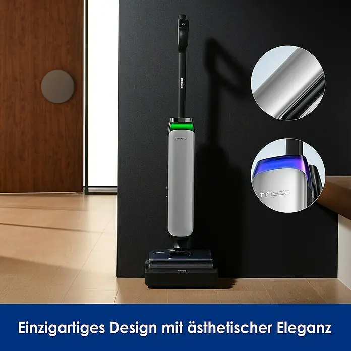 Tineco Akku-Nass-Trockensauger FLOOR ONE S9 Artist Premium - Saugkraft: 22.000 Pa, Akkulaufzeit: 50 min, Wassertankvolumen: 1 l - Elegantes Design: Der Tineco S7 Pro Smart Staubsauger-Wischmopp mit intelligenter iLoop-Technologie für eine effiziente Reinigung.