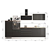 Respekta Küchenzeile Gabriel (Breite: 320 cm, Grau-Hochglanz, Mit Elektrogeräten) | BAUHAUS