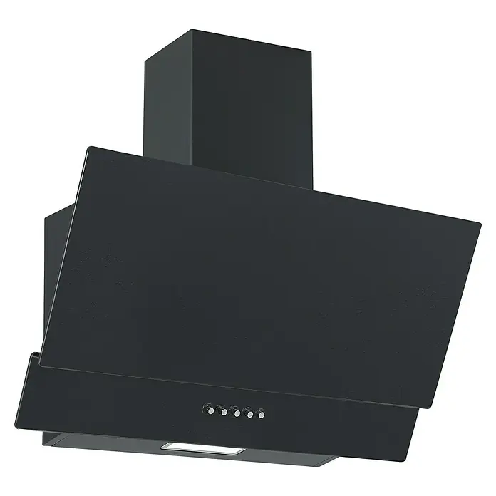 Respekta Schräghaube Sasha - Breite: 60 cm, Mattschwarz - Schwarze Dunstabzugshaube für die Küche mit minimalistischem Design und heller Beleuchtung. Sorgt für saubere Luft beim Kochen.