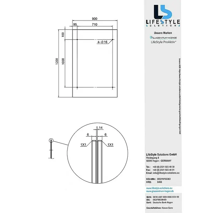 Glaszentrum Hagen Vordach - 120 x 90 x 45 cm, Silber - Produktbild mit Maßangaben: Das Bild zeigt detaillierte Abmessungen und Spezifikationen eines Lifestyle-Produkts, ideal zur Planung.