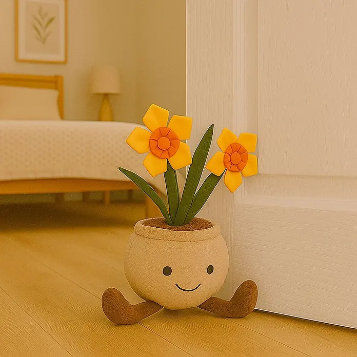 Versa Tope de puerta Flor - L x An x Al: 21 x 15 x 34 cm, Multicolor - Un adorable tope de puerta con forma de planta en maceta con flores amarillas, que añade un toque alegre a cualquier habitación.