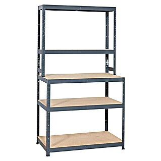 Regalux Stopničasti regal R 200 Multi (V x Š x G: 180 x 100 x 60 cm, Število polic: 5 kos, Priklop, Sive barve)