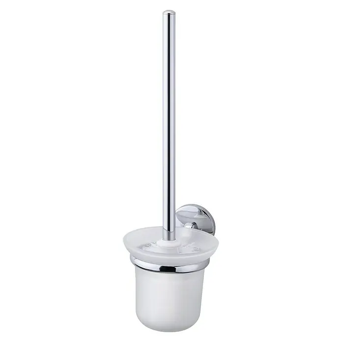 Fackelmann Vision WC-Bürstengarnitur - Metall, Chrom - Ein eleganter Toilettenbürstenhalter aus Chrom und Milchglas für ein stilvolles Badezimmerambiente. Praktisch und dekorativ zugleich.