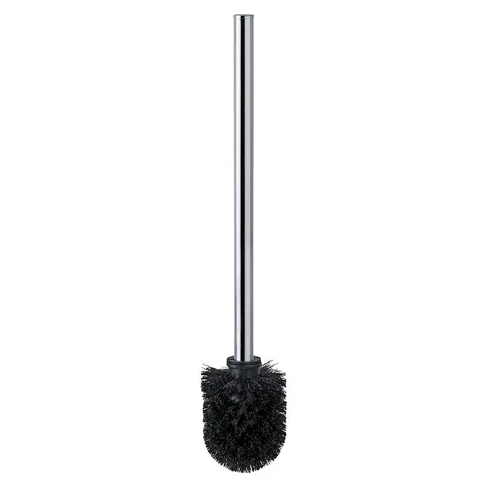 Fackelmann Vision Ersatzbürste - Schwarz, Chrom, Länge: 375 mm - Eine glänzende, silberne Toilettenbürste mit schwarzen Borsten für die Reinigung Ihres Badezimmers. Praktisch und hygienisch.