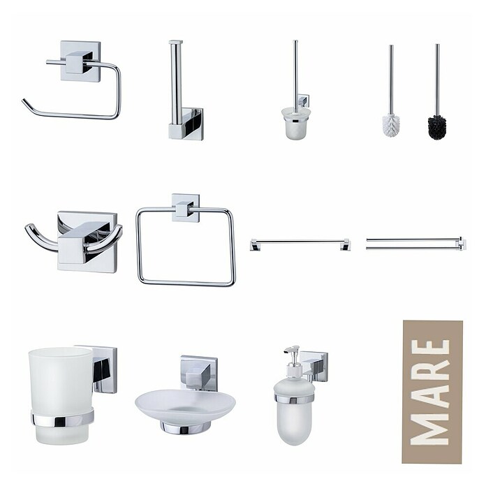 Fackelmann Mare WC-Bürstengarnitur (Metall, Chrom, Weiß) | BAUHAUS