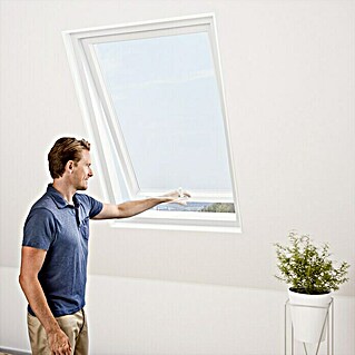 Windhager Dachfenster-Insektenschutz Fliegengitter (130 x 150 cm, Weiß, Klettbefestigung)