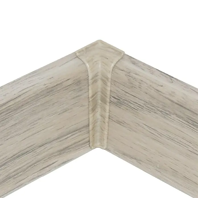 Innenecke Vigo - Harlow Eiche, 2 Stk. - Detailaufnahme einer stilvollen, weiß getünchten Holzrahmen-Ecke mit einer dekorativen Einfassung, die das Design hervorhebt.