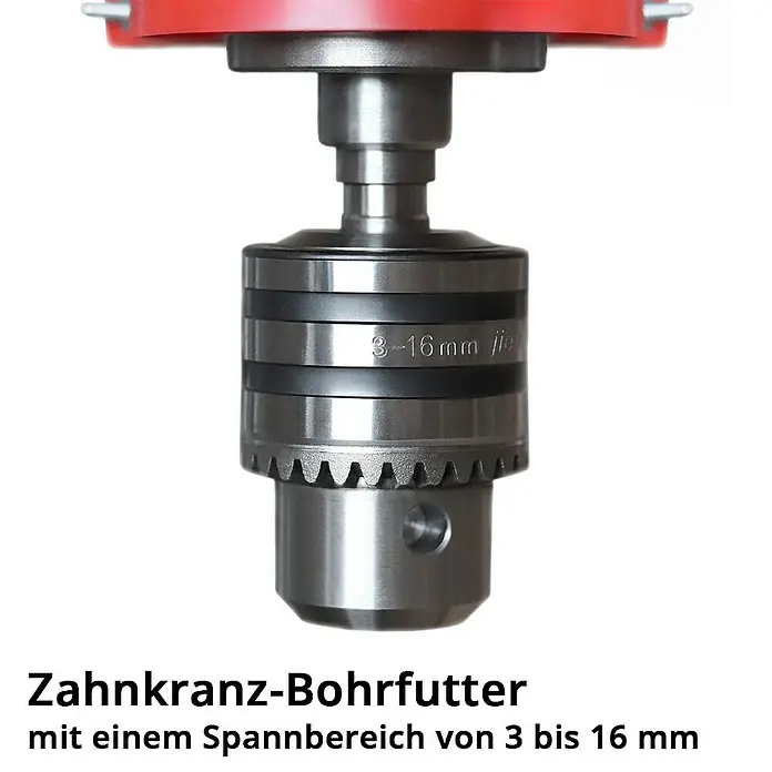 STAHLWERK Bohrmaschine BD-550 ST Säulenbohrmaschine 550W Leistung -  - Zahnkranz-Bohrfutter für Bohrmaschinen mit einem Spannbereich von 3 bis 16 mm für präzises Arbeiten.