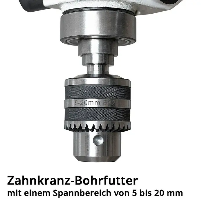 STAHLWERK Bohrmaschine BD-1500 ST Standbohrmaschine 1.500 W Leistung -  - Zahnkranz-Bohrfutter für Bohrmaschinen. Das Bohrfutter hat einen Spannbereich von 5 bis 20 mm.