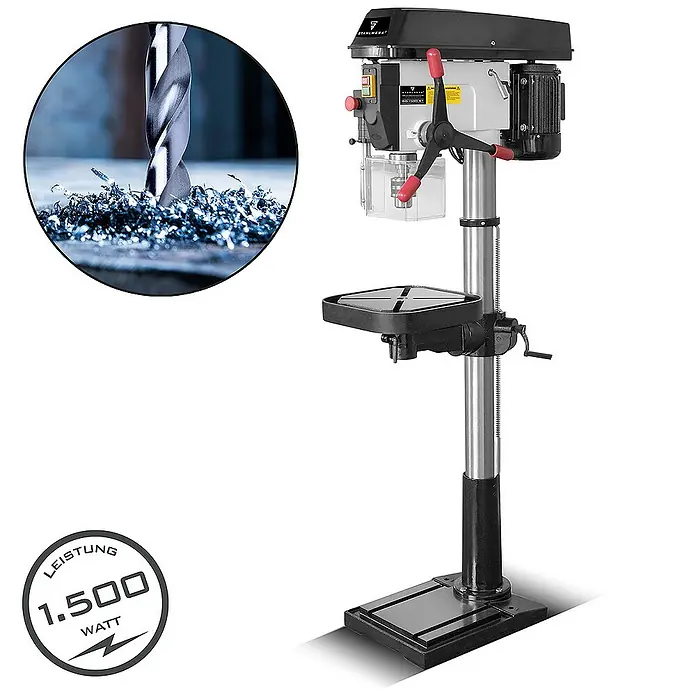 STAHLWERK Bohrmaschine BD-1500 ST Standbohrmaschine 1.500 W Leistung -  - Produktansicht der Stahlwerk Standbohrmaschine mit 1.500 Watt Leistung für präzise Bohrarbeiten.
