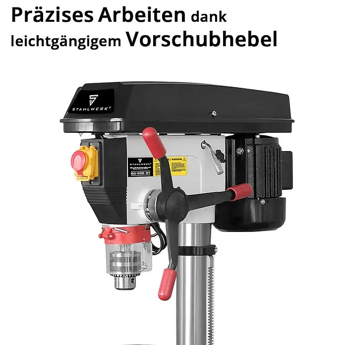 STAHLWERK Bohrmaschine BD-900 ST Säulenbohrmaschine 900W Leistung -  - Präzises Arbeiten dank leichtgängigem Vorschubhebel. Die STAHLWERK Tischbohrmaschine BD-900 ST ist ideal für präzise Bohrarbeiten in Werkstätten.