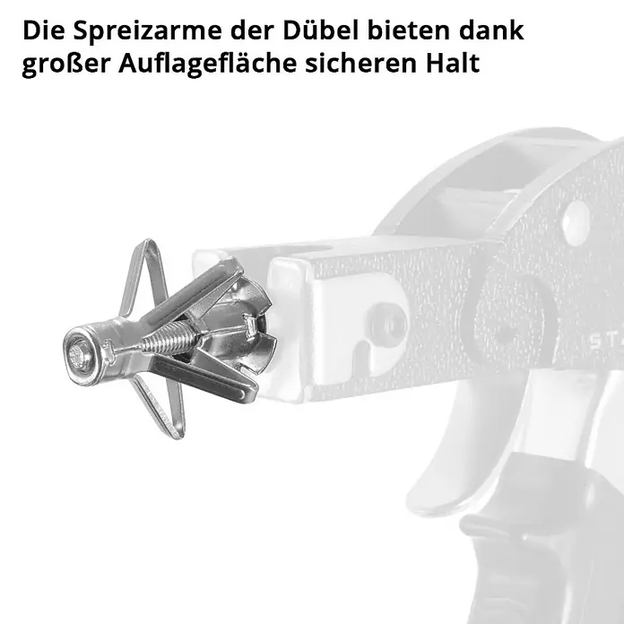 STAHLWERK Zangen-Set Metall-Hohlraumdübel 141-teiliges Set -  - Die Spreizarme des Dübels bieten dank großer Auflagefläche sicheren Halt.