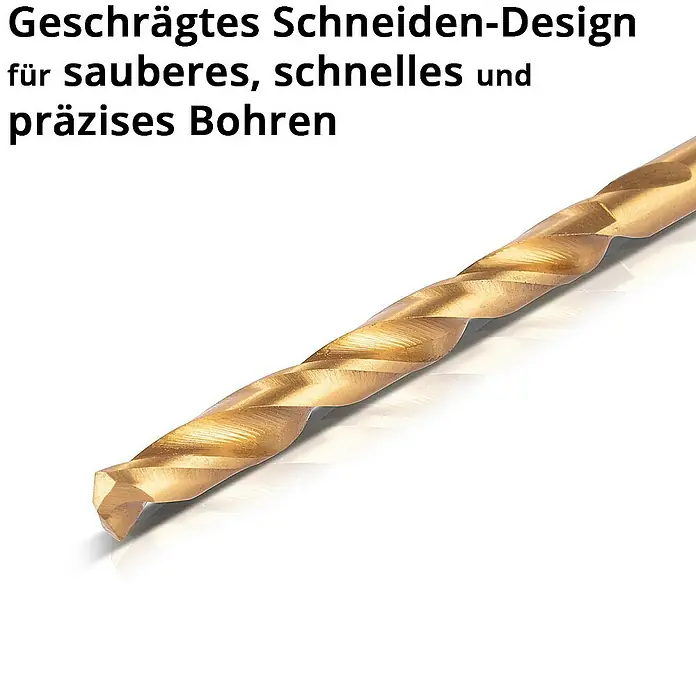 STAHLWERK Bohrer-Set Universal Spiralbohrer Set 2-5 mm -  - Geschrägtes Schneiden-Design für sauberes, schnelles und präzises Bohren. Ein goldfarbener Spiralbohrer für perfekte Bohrergebnisse.