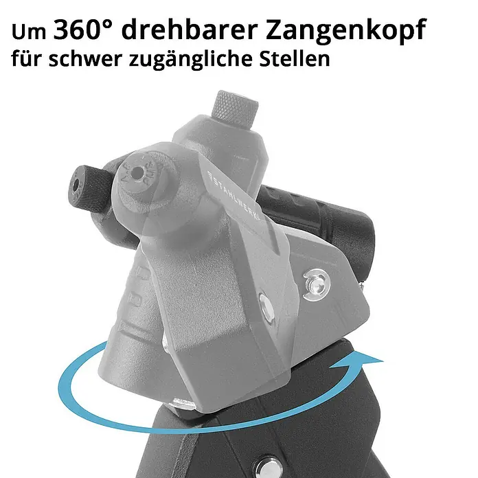 STAHLWERK Blindnietzange Nietzangen Set + 500 Nieten -  - 360° drehbarer Zangenkopf für schwer zugängliche Stellen. Die drehbare Zange ermöglicht Arbeiten an schwer erreichbaren Stellen.