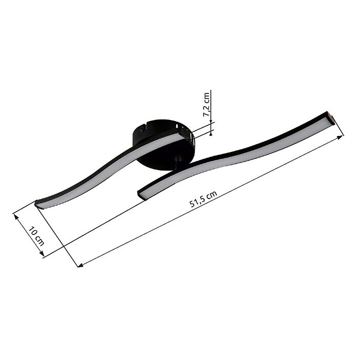 Globo Led-plafondlamp Tyler (Zwart, l x b x h: 51,5 x 10 x 7,2 cm, 12 W) | BAUHAUS
