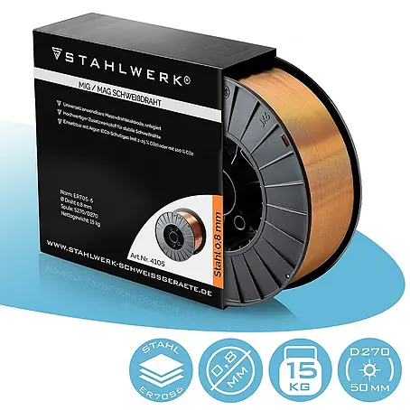 STAHLWERK  Draht Schweißdraht MIG MAG Premium Drahtrolle ER70S-6 SG2 0,8 mm