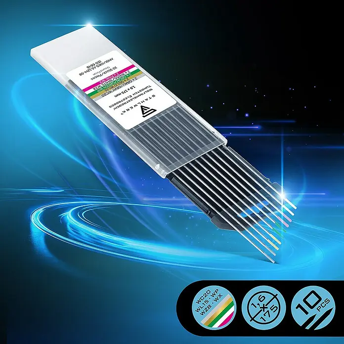 STAHLWERK WIG-Schweißstab Wolframelektroden Gold, Grau, Pink, Weiß, Grün 1,6 mm - Durchmesser: 1,6 mm - Schweißelektroden-Set mit verschiedenen Wolfram-Elektroden für professionelle Schweißarbeiten mit präzisen Durchmessern.