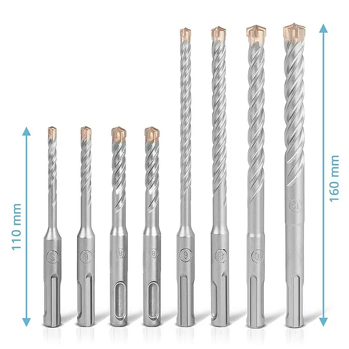 STAHLWERK Bohrer-Set SDS-Plus-Bohrer Set 8-teilig, 5-12 mm -  - SDS-Plus-Hammerbohrer-Set in verschiedenen Größen, geeignet für Bohrarbeiten in Beton und Mauerwerk.