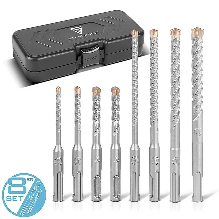 STAHLWERK Bohrer-Set SDS-Plus-Bohrer Set 8-teilig, 5-12 mm -  - Ein Set mit 8 Stahlwerk-Bohrern in verschiedenen Größen und einem Aufbewahrungskoffer für den professionellen Einsatz.