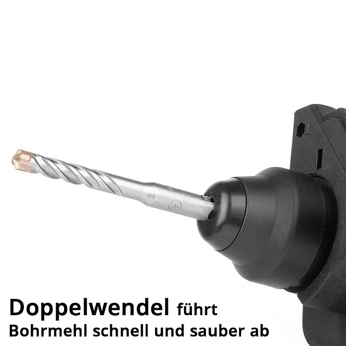 STAHLWERK Bohrer-Set SDS-Plus-Bohrer Set 8-teilig, 5-12 mm -  - Nahaufnahme eines Bohrers mit Doppelwendel, ideal für schnelles und sauberes Bohren in harten Materialien.