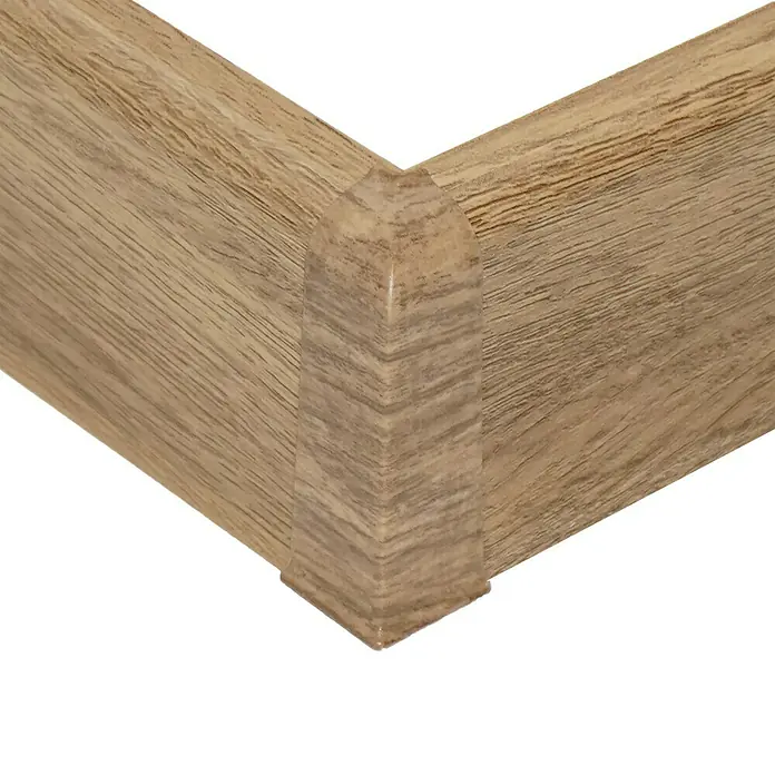 Außenecke Vigo - Jersey Eiche, 2 Stk. - Nahaufnahme einer Eckverbindung aus hellem Holz, ideal für Möbelbau und Innenausbau, zeigt die Maserung und Verarbeitung.