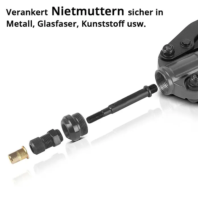 STAHLWERK Blindnietzange Nietmuttern- und Blindnietenzangen Set 85-teilig -  - Verankerte Nietmuttern sicher in Metall, Glasfaser, Kunststoff usw. Eine Nietmutter-Set mit verschiedenen Teilen.