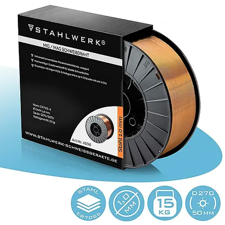 STAHLWERK  Draht Schweißdraht MIG MAG Premium Drahtrolle ER70S-6 SG2 1,0 mm